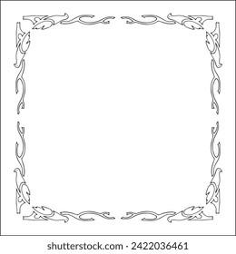 Elegant black and white ornamental frame, decorative border, corners for greeting cards, banners, business cards, invitations, menus. Isolated vector illustration.
