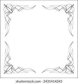 Elegant black and white ornamental frame, decorative border, corners for greeting cards, banners, business cards, invitations, menus. Isolated vector illustration.