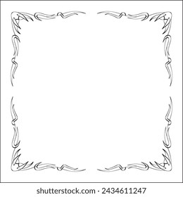 Elegant black and white ornamental frame, decorative border, corners for greeting cards, banners, business cards, invitations, menus. Isolated vector illustration.