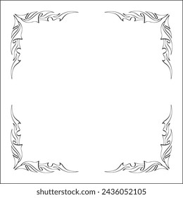 Elegant black and white ornamental frame, decorative border, corners for greeting cards, banners, business cards, invitations, menus. Isolated vector illustration.