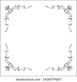 Elegant black and white ornamental frame, decorative border, corners for greeting cards, banners, business cards, invitations, menus. Isolated vector illustration.