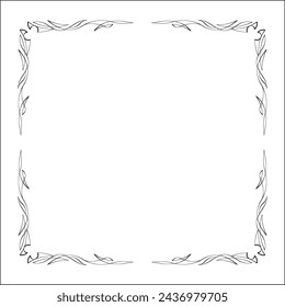 Elegant black and white ornamental frame, decorative border, corners for greeting cards, banners, business cards, invitations, menus. Isolated vector illustration.