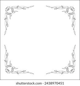 Elegant black and white ornamental frame, decorative border, corners for greeting cards, banners, business cards, invitations, menus. Isolated vector illustration.