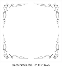 Elegant black and white ornamental frame, decorative border, corners for greeting cards, banners, business cards, invitations, menus. Isolated vector illustration.	
