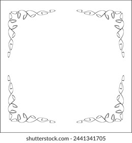 Elegant black and white ornamental frame, decorative border, corners for greeting cards, banners, business cards, invitations, menus. Isolated vector illustration.	
