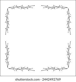 Elegant black and white ornamental frame, decorative border, corners for greeting cards, banners, business cards, invitations, menus. Isolated vector illustration.	