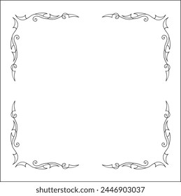 Elegant black and white ornamental frame, decorative border, corners for greeting cards, banners, business cards, invitations, menus. Isolated vector illustration.