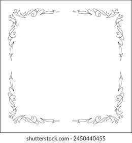 Elegant black and white ornamental frame, decorative border, corners for greeting cards, banners, business cards, invitations, menus. Isolated vector illustration.	
