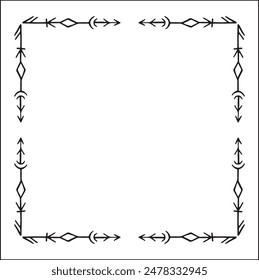 Elegant black and white ornamental frame with Viking runes, decorative border, corners for greeting cards, banners, business cards, invitations, menus. Isolated vector illustration.