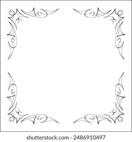 Elegant black and white ornamental frame, decorative border, corners for greeting cards, banners, business cards, invitations, menus. Isolated vector illustration.
