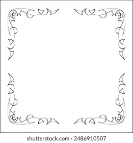 Elegant black and white ornamental frame, decorative border, corners for greeting cards, banners, business cards, invitations, menus. Isolated vector illustration.