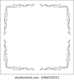 Elegant black and white ornamental frame, decorative border, corners for greeting cards, banners, business cards, invitations, menus. Isolated vector illustration.