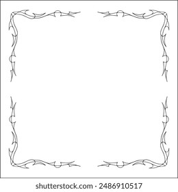 Elegant black and white ornamental frame, decorative border, corners for greeting cards, banners, business cards, invitations, menus. Isolated vector illustration.