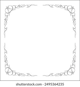 Elegant black and white ornamental frame, decorative border, corners for greeting cards, banners, business cards, invitations, menus. Isolated vector illustration.