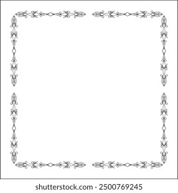 Elegant black and white elegant ornamental frame, decorative border, corners for greeting cards, banners, business cards, invitations, menus. Isolated vector illustration.	
