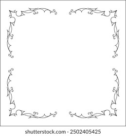 Elegant black and white elegant ornamental frame, decorative border, corners for greeting cards, banners, business cards, invitations, menus. Isolated vector illustration.	
