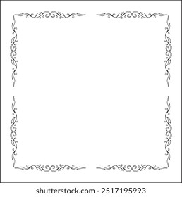 Elegant black and white elegant ornamental frame, decorative border, corners for greeting cards, banners, business cards, invitations, menus. Isolated vector illustration.	