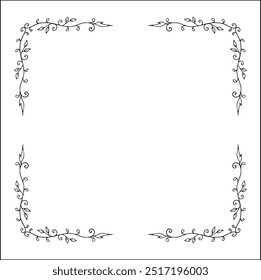 Elegante preto e branco elegante quadro ornamental, borda decorativa, cantos para cartões de saudação, banners, cartões de visita, convites, menus. Ilustração isolada de vetor.	