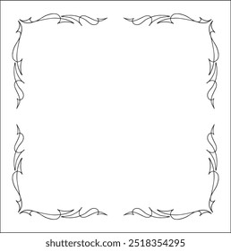 Elegant black and white elegant ornamental frame, decorative border, corners for greeting cards, banners, business cards, invitations, menus. Isolated vector illustration.	
