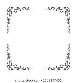 Elegant black and white elegant ornamental frame, decorative border, corners for greeting cards, banners, business cards, invitations, menus. Isolated vector illustration.	