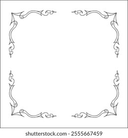 Elegant black and white elegant ornamental frame, decorative border, corners for greeting cards, banners, business cards, invitations, menus. Isolated vector illustration.	