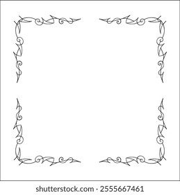 Elegant black and white elegant ornamental frame, decorative border, corners for greeting cards, banners, business cards, invitations, menus. Isolated vector illustration.	