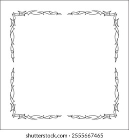 Elegant black and white elegant ornamental frame, decorative border, corners for greeting cards, banners, business cards, invitations, menus. Isolated vector illustration.	