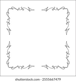 Elegant black and white elegant ornamental frame, decorative border, corners for greeting cards, banners, business cards, invitations, menus. Isolated vector illustration.	
