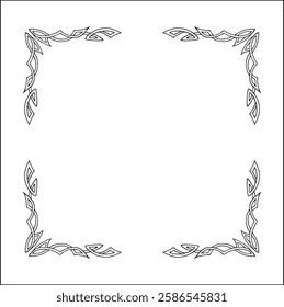 Elegant black and white ornamental frame, decorative border, corners for greeting cards, banners, business cards, invitations, menus. Isolated vector illustration.	
