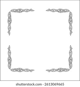 Elegant black and white ornamental frame, decorative border, corners for greeting cards, banners, business cards, invitations, menus. Isolated vector illustration.	