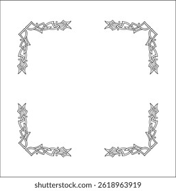 Elegant black and white ornamental frame with Celtic ornament, Scandinavian  decorative border, corners for greeting cards, banners, business cards, invitations, menus. Isolated vector illustration.	
