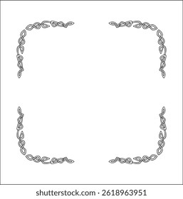 Elegant black and white ornamental frame with Celtic ornament, Scandinavian  decorative border, corners for greeting cards, banners, business cards, invitations, menus. Isolated vector illustration.	
