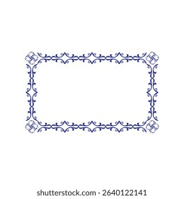 An elegant black and white ornamental frame with intricate scroll-work and symmetrical flourishes, perfect for decorative borders or invitations