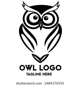 Elegant Black and white owl logo art vector .Owl logo Design.