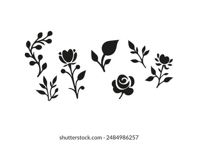 Elegant Black and White Rose Silhouette - Minimalist Floral Design