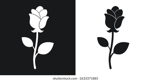 Elegant black and white rose vector illustration depicting beauty and love in minimalism