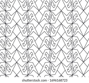 Elegant black and white seamless pattern. Vector art deco background. Tessellating pattern. Elegant geometric design for fabric, packaging, invitation, wallpaper.