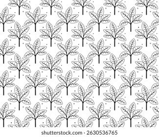 Elegante patrón sin fisuras en blanco y negro de plantas estilizadas. Perfecto para el diseño textil, Fondo de pantalla, embalaje o fondos de Sitio web.