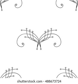 Elegant black and white seamless pattern with thin line decoration. Damask pattern. Seamless abstract background. Infinity geometric pattern. Vector illustration. 