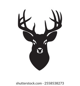 Elegant Black and White Silhouette of a Deer Head