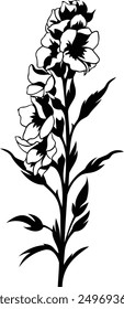 Elegant black and white silhouette of a flower stem, perfect for adding a touch of natural beauty to designs