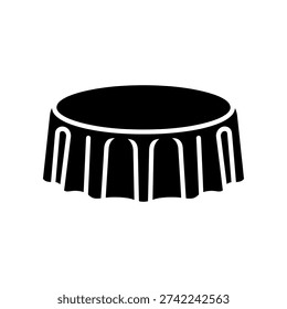 Elegant black and white striped round tablecloth with pleated edges, isolated on transparent background, perfect for minimalist decor, events, and commercial design projects.