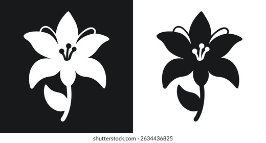 Elegant black and white vector illustration of a lily flower in silhouette style