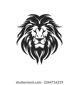 The elegant black white vector logo of the lion. Isolated on a white background.