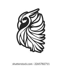 The elegant black white vector logo of the owl. Isolated on a white background.