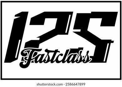 Elegant black and white vector number 175, FAST CLASS text, racing design.