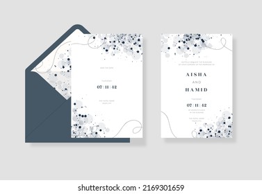 Elegant black and white watercolor wedding invitation template