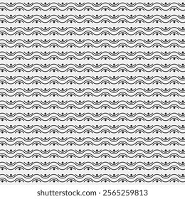 Elegant Black and White Wave Pattern with Abstract Dots