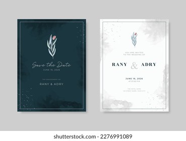 Elegant black and white wedding card