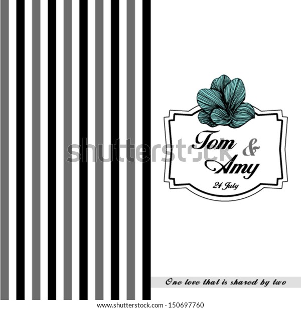Elegant black and white wedding invitation card\
with a little drop of\
color